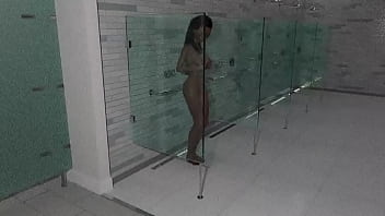 Naughty alyson showering her beautiful body while humming