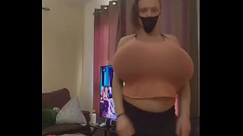 Dancing and bouncing massive boobs