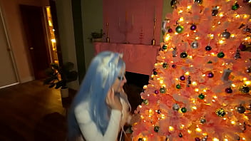 Your sextmas kitten sucks and fucks you pov under the tree