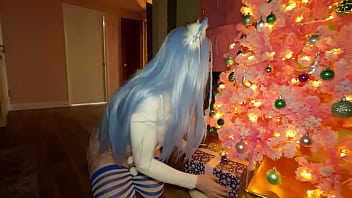 Your sextmas kitten sucks and fucks you pov under the tree