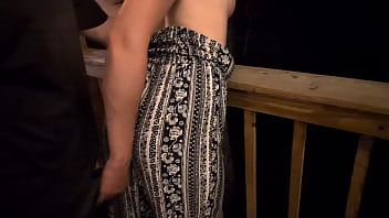 Hot wife seduces guy on cabin porch