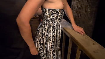 Hot wife seduces guy on cabin porch Hot wife seduces guy on cabin porch