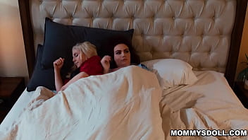 Stepmom and stepdaughter both get so turned on that they start having sex