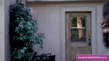 Lovely petite lesbo girls kissing tender and seduce one another