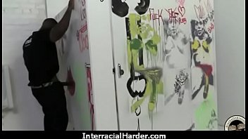 Busty blonde fucks and sucks a huge black monster cock 15