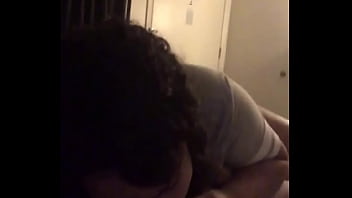 Meat down her throat