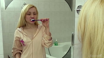 Coed with small boobs olya showering makes you envious of the water