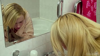 Coed with small boobs olya showering makes you envious of the water