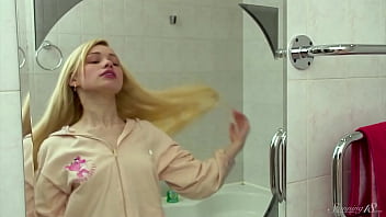 Coed with small boobs olya showering makes you envious of the water