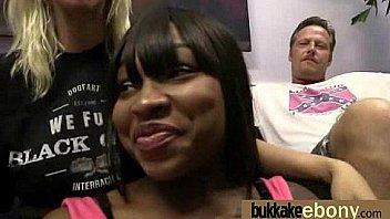 Ebony babe sucks too many white cocks 26