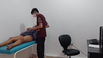 Horny student in the office