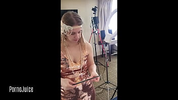 Highlights blonde flapper sucks black dick after dressing up