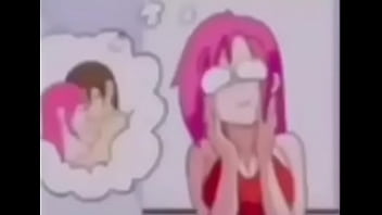 Anime girl lifts up her shirt revealing breasts