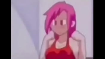 Anime girl lifts up her shirt revealing breasts