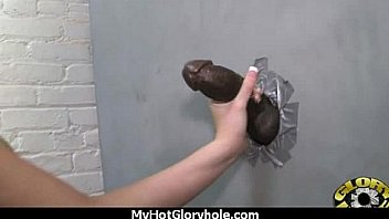 Black chick blows & fucks cock on a naughty gloryhole 13
