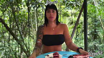 My stepbrother takes me to the river and i fuck him in public with my big ass sayafit