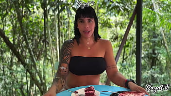 My stepbrother takes me to the river and i fuck him in public with my big ass sayafit