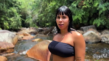 My stepbrother takes me to the river and i fuck him in public with my big ass sayafit