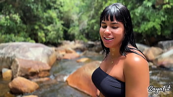 My stepbrother takes me to the river and i fuck him in public with my big ass sayafit