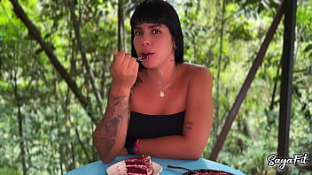 My stepbrother takes me to the river and i fuck him in public with my big ass sayafit