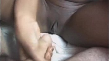 Big tit ebony stroking cock