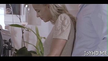 Elegant legal age teenager impaled on knob