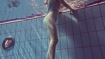 Russian cute tight petite babe libuse underwater swimming