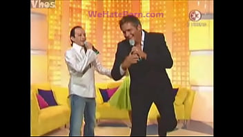 Blonde television presenter shows twirling upskirt panties euf