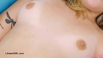 Radiant blonde naked close up