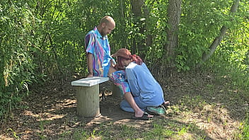 Pervy nerd caught by hot horny jogger she makes me fuck her in public