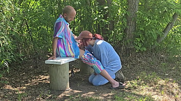 Pervy nerd caught by hot horny jogger she makes me fuck her in public