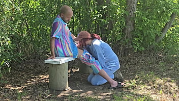 Pervy nerd caught by hot horny jogger she makes me fuck her in public