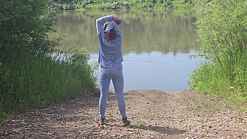 Pervy nerd caught by hot horny jogger she makes me fuck her in public