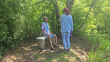 Pervy nerd caught by hot horny jogger she makes me fuck her in public