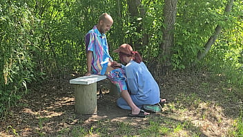 Pervy nerd caught by hot horny jogger she makes me fuck her in public