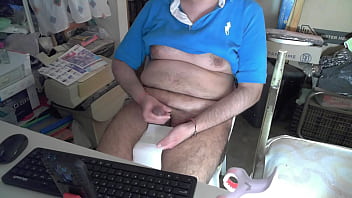 Fat bear masturbates his tiny penis part 2