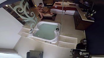 Crazy couple fucking and pissing in the hotel room