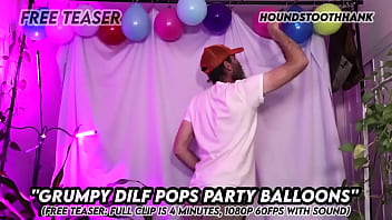 Grumpy dilf pops party balloons