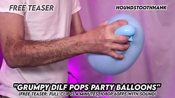 Grumpy dilf pops party balloons