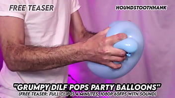 Grumpy dilf pops party balloons