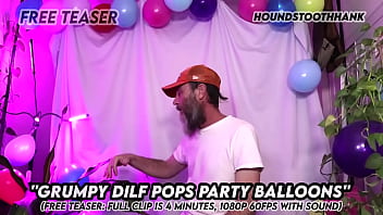 Grumpy dilf pops party balloons