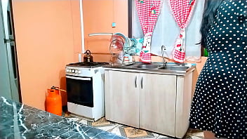 Stepmother's spoiled stepson fucks her in the kitchen