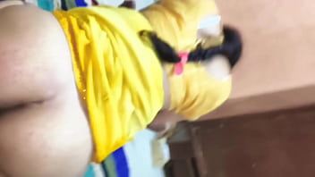 Sitting on step brother's penis step sister cooled the heat of her pussy by jumping