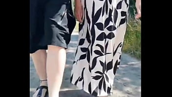 Hot granny with 66 years walked with me on a sunny day