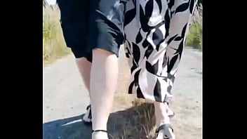 Hot granny with 66 years walked with me on a sunny day