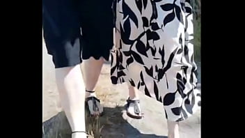 Hot granny with 66 years walked with me on a sunny day