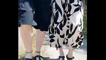 Hot granny with 66 years walked with me on a sunny day