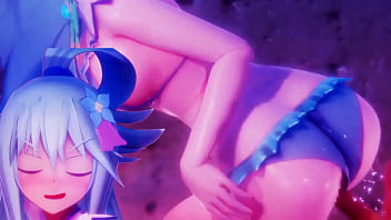 Aqua follando en la playa