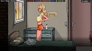 The landlord secretly cums on jenny's ass while she's under the table hentai game