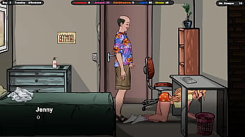 The landlord secretly cums on jenny's ass while she's under the table hentai game